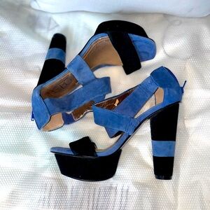BCBG platform suede sandals